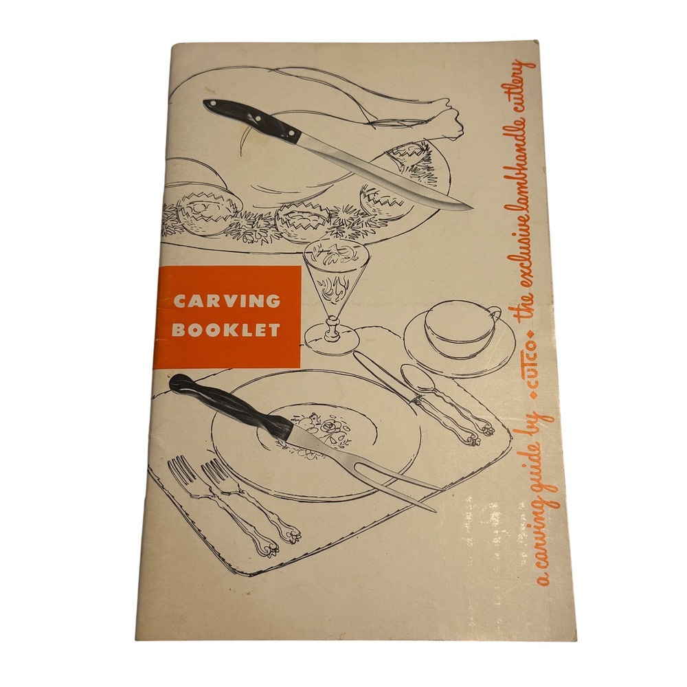 VTG‎ Cutco Carving Booklet Tan Orange Mid Century Modern Kitchen Guide Ephemera